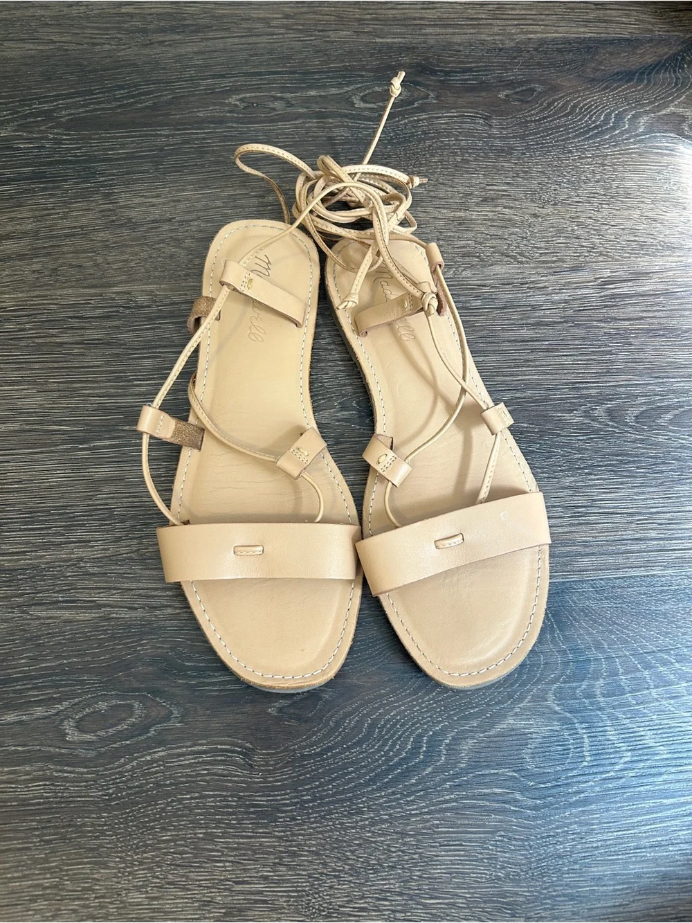 Madewell Boardwalk Lace-Up Sandals Women’s Nude Beige Leather Size 7.5
